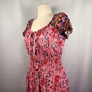 Ostoo Pink Maxi Dress Women's XL Cottagecore Fairy Coquette Milkmaid Boho